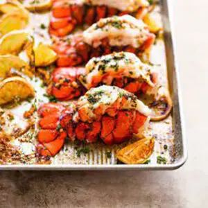 A close up of lobster on a tray