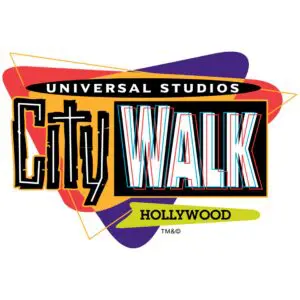 A city walk logo with the word hollywood written underneath it.