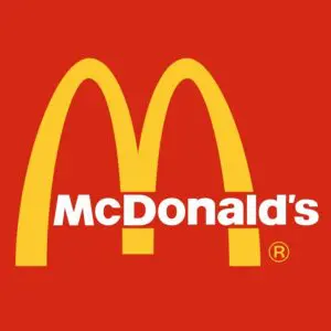 A red background with the word mcdonald 's in white.