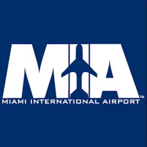 A blue and white logo of miami international airport.