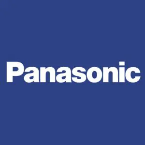 A blue background with the word panasonic written in white.