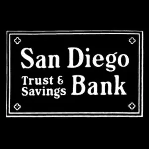 A black and white logo of san diego bank.