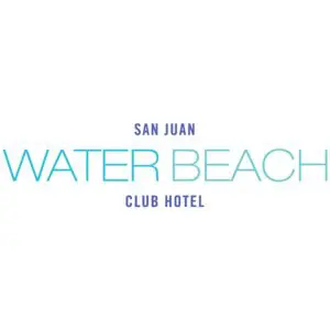 A logo of the water beach club hotel.