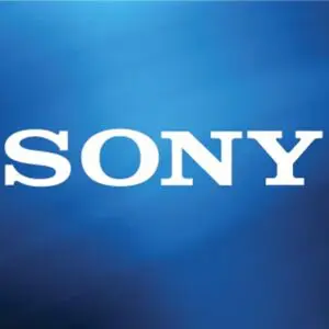 A blue background with the word sony written in white.